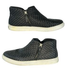 H. S. Trask Womens Woven Black Leather Hightop Sneakers Vintage Effect Sole 8.5M